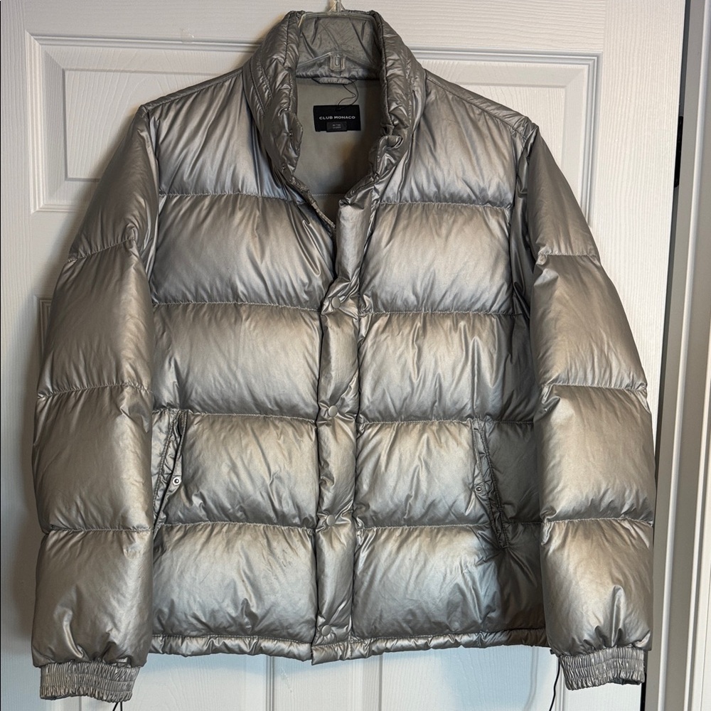 Club Monaco Men's Silver Puffer Jacket
